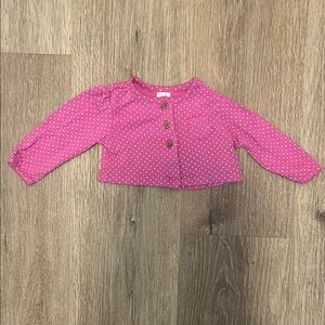 Carter's Pink and White Button Down Shirt with Polka Dots